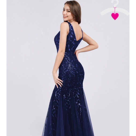 🆕V-Neck Sleeveless Mermaid Dress Evening Dress - Picture 3 of 4